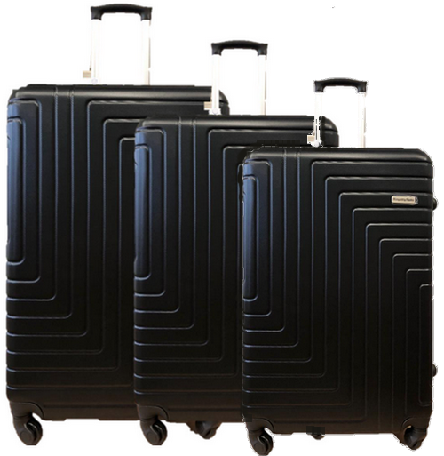 ABS koffer set, 3 delig, 4 wiel (#198) Zwart, 20, 26, 28 inch