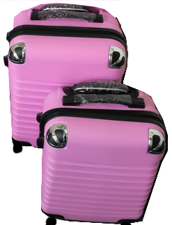 ABS koffer set, 2 delig, 4 wiel (#8008) Roze, 18, 20 inch