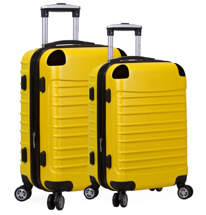 ABS koffer set, 2 delig, 4 wiel (#8008) Geel, 18, 20 inch