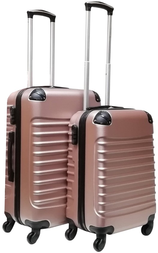 ABS koffer set, 2 delig, 4 wiel (#8008) Rosé Gold, 18, 20 inch