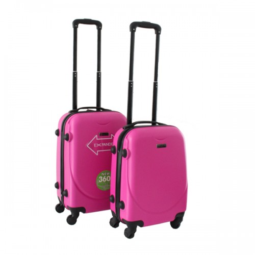ABS handbagage koffer set 2, 4 wiel,  delig  (8009) Roze