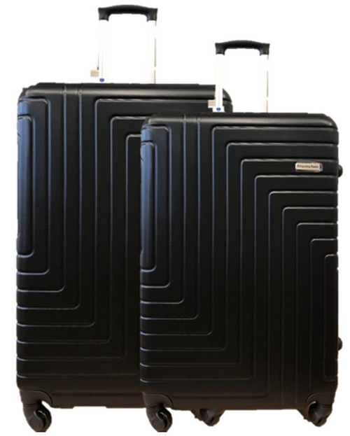ABS koffer set, 2 delig, 4 wiel (#198) Zwart, 18, 20 inch