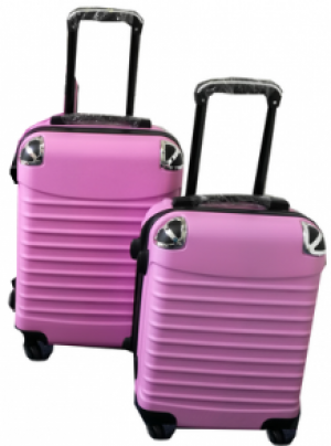 ABS koffer set, 2 delig, 4 wiel (#8008) Roze, 18, 20 inch