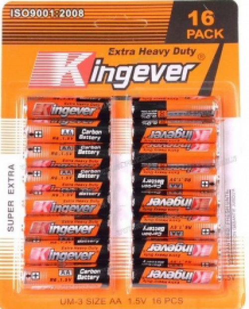 AA batterijen 16 stuks van Kingever verkrijgbaar in dozen met 24 blisters