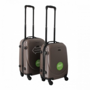 ABS handbagage koffer set. 2 delig, 4 wiel, (8009) Coffee