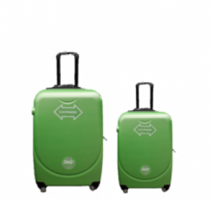 ABS handbagage koffer set. 2 delig, 4 wiel, (8009) groen